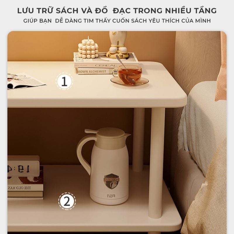 Bàn trà chân sắt 2 tầng trắng - GM143