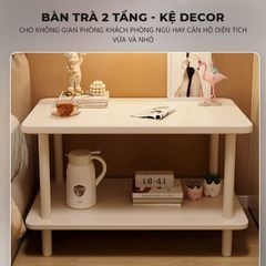 Bàn trà chân sắt 2 tầng trắng - GM143
