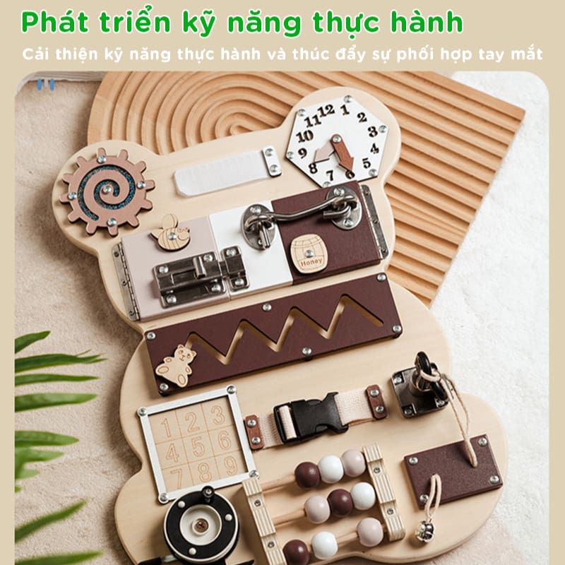 Bảng đồ chơi bận rộn cho bé hình gấu TOY10