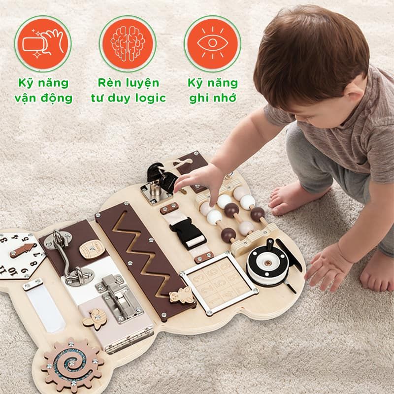 Bảng đồ chơi bận rộn cho bé hình gấu TOY10
