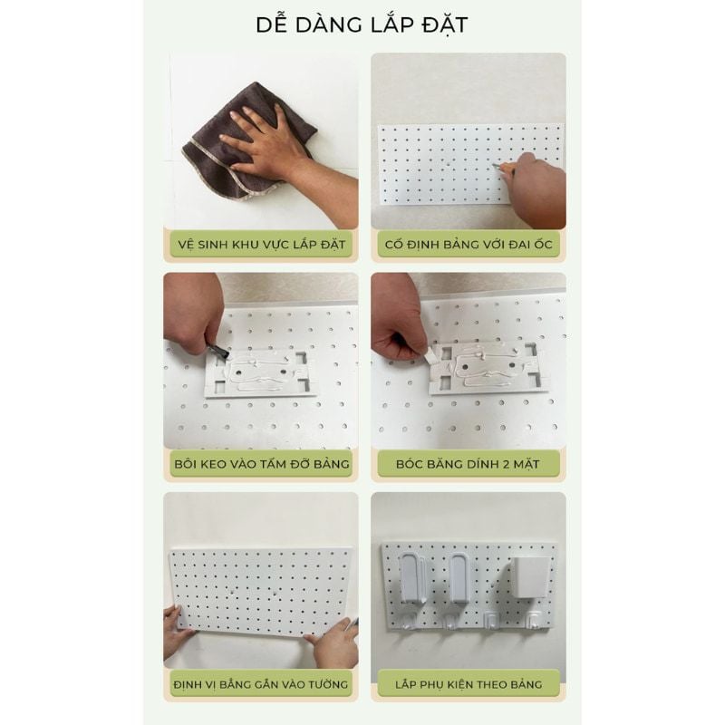 Bảng Pegboard dán tường đa năng, tiện lợi - GM170