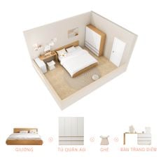 Combo phòng ngủ có tủ lớn + bàn kiểu Bắc Âu - CONCEPT.05