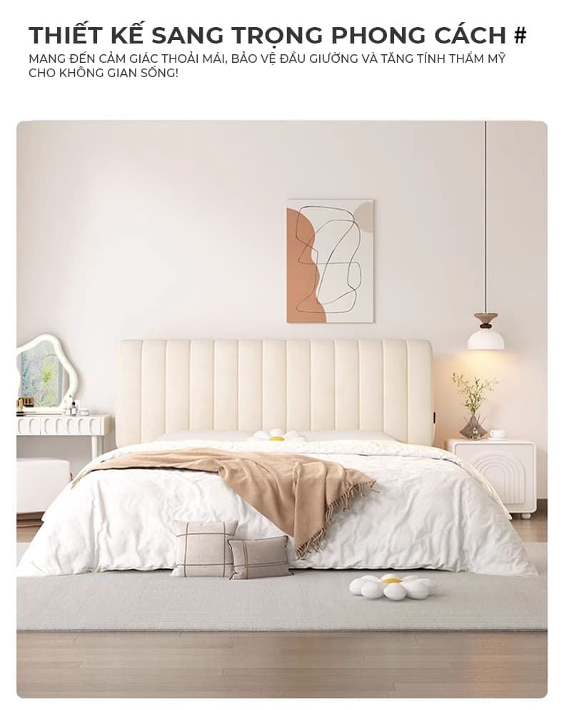 Đệm đầu giường phòng ngủ full trắng sữa - GC49A