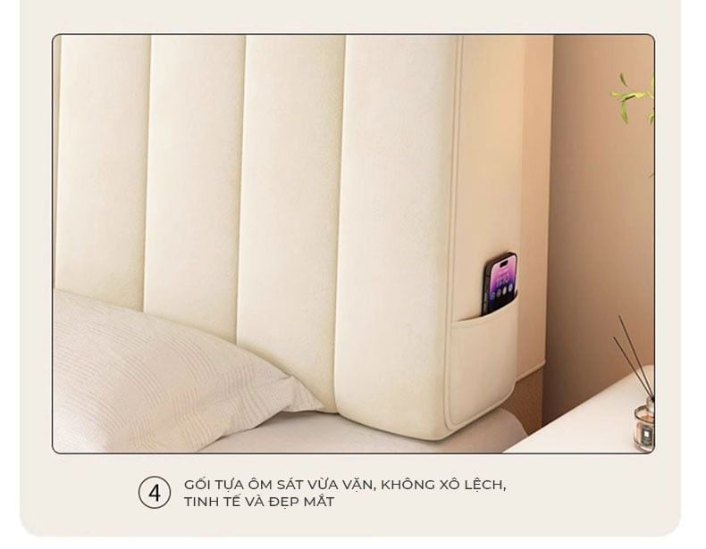 Đệm đầu giường phòng ngủ full trắng sữa - GC49B