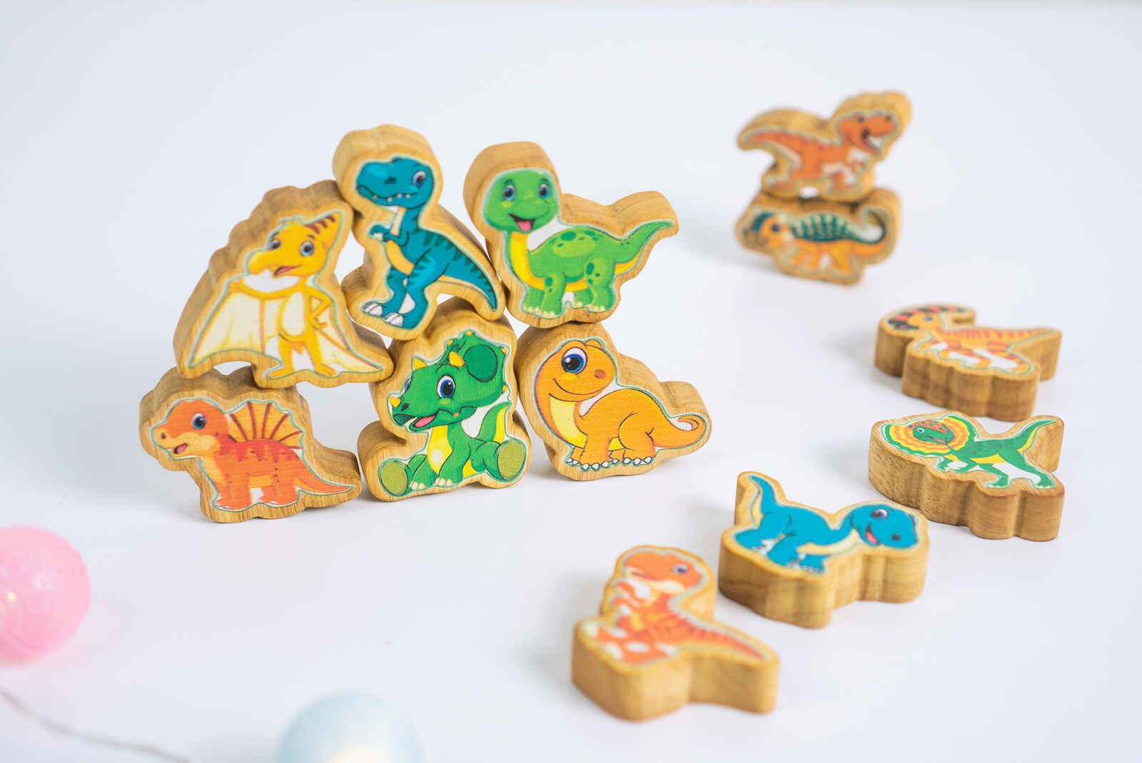 Bộ Đồ Chơi Gỗ Khủng Long 25 Mảnh Sáng Tạo - TOY23