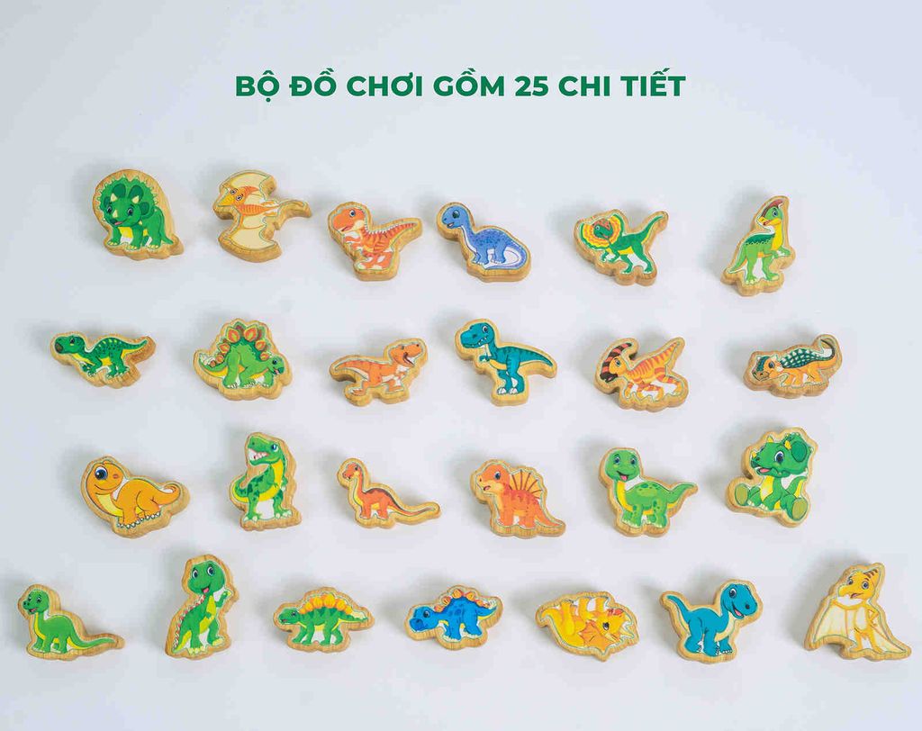 Bộ Đồ Chơi Gỗ Khủng Long 25 Mảnh Sáng Tạo - TOY23