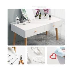 Bàn trang điểm 2 ngăn kéo full trắng GP140