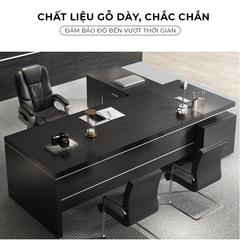 Bàn lãnh đạo màu óc chó có kèm tủ đa năng - GDN1A