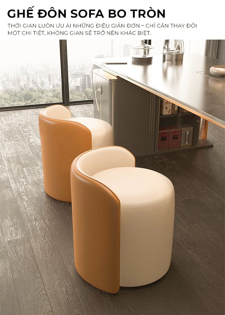 Ghế đôn bàn trang điểm bọc da cao cấp - GC51
