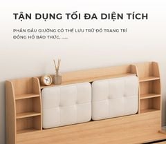 Giường bệt có đệm đầu giường vân gỗ GP388
