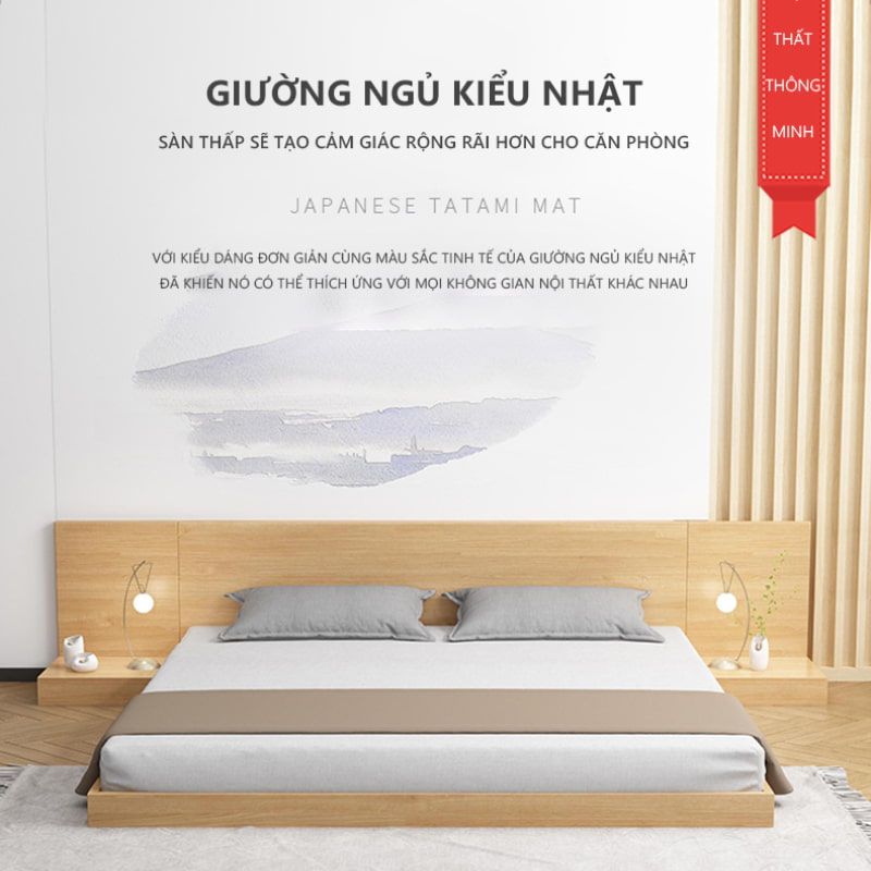Giường bệt kiểu Nhật trắng 1m8x2m GP265