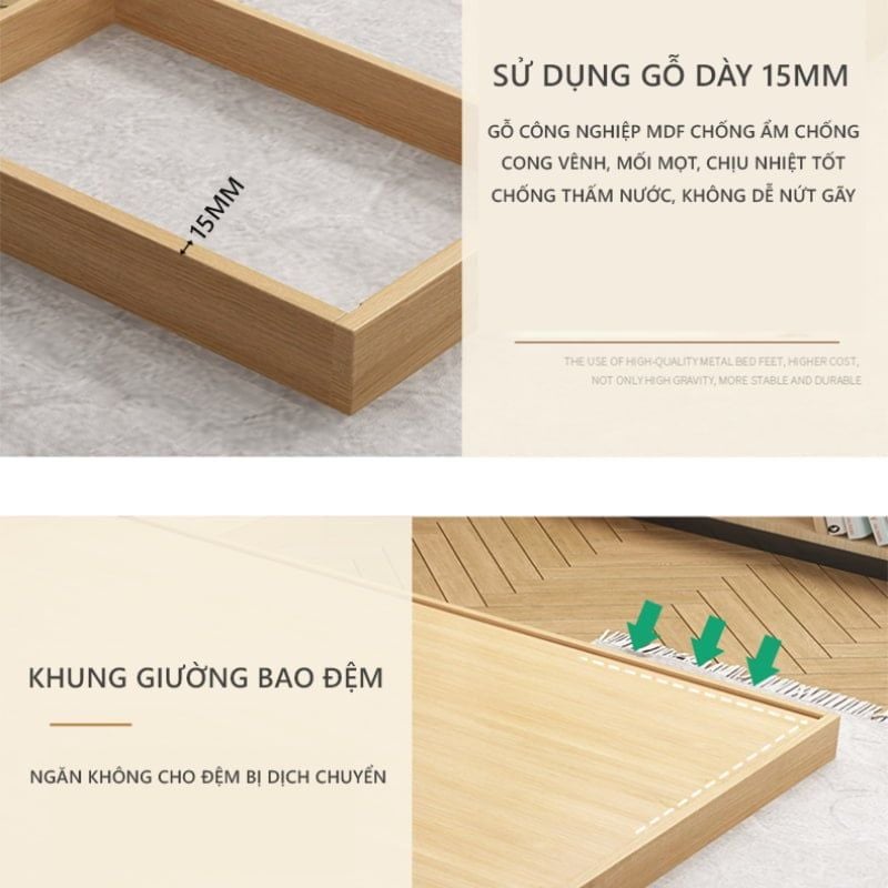 Giường bệt kiểu Nhật trắng 1m8x2m GP265