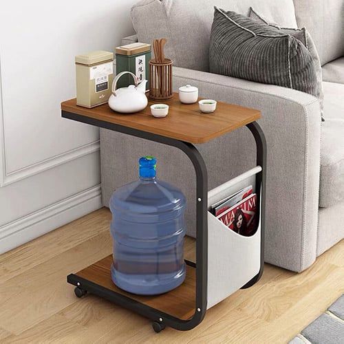 Kệ Thông Minh Chữ U Di Động Chân Đen Mặt Óc Chó GM102