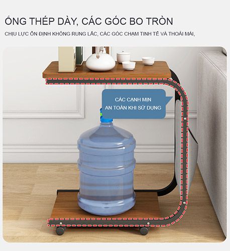 Kệ Thông Minh Chữ U Di Động Chân Đen Mặt Óc Chó GM102