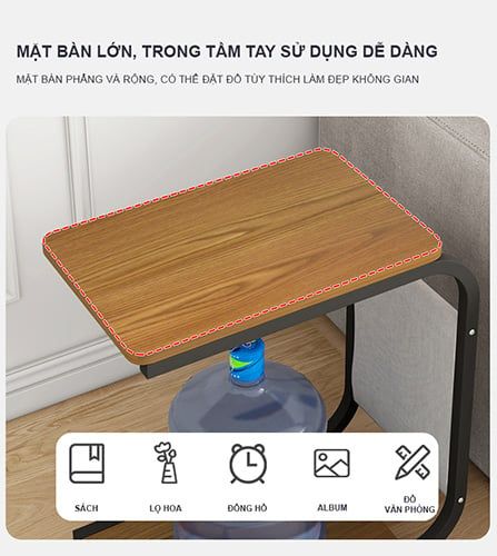 Kệ Thông Minh Chữ U Di Động Chân Đen Mặt Óc Chó GM102