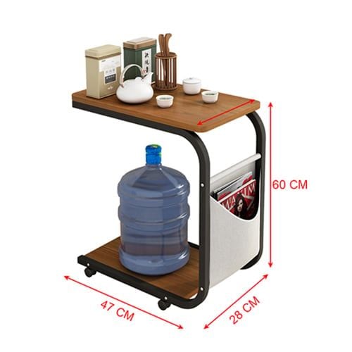 Kệ Thông Minh Chữ U Di Động Chân Đen Mặt Óc Chó GM102