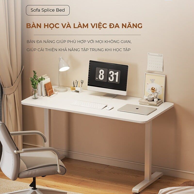 Bàn làm việc chân sắt trắng cao cấp, hiện đại - GM114