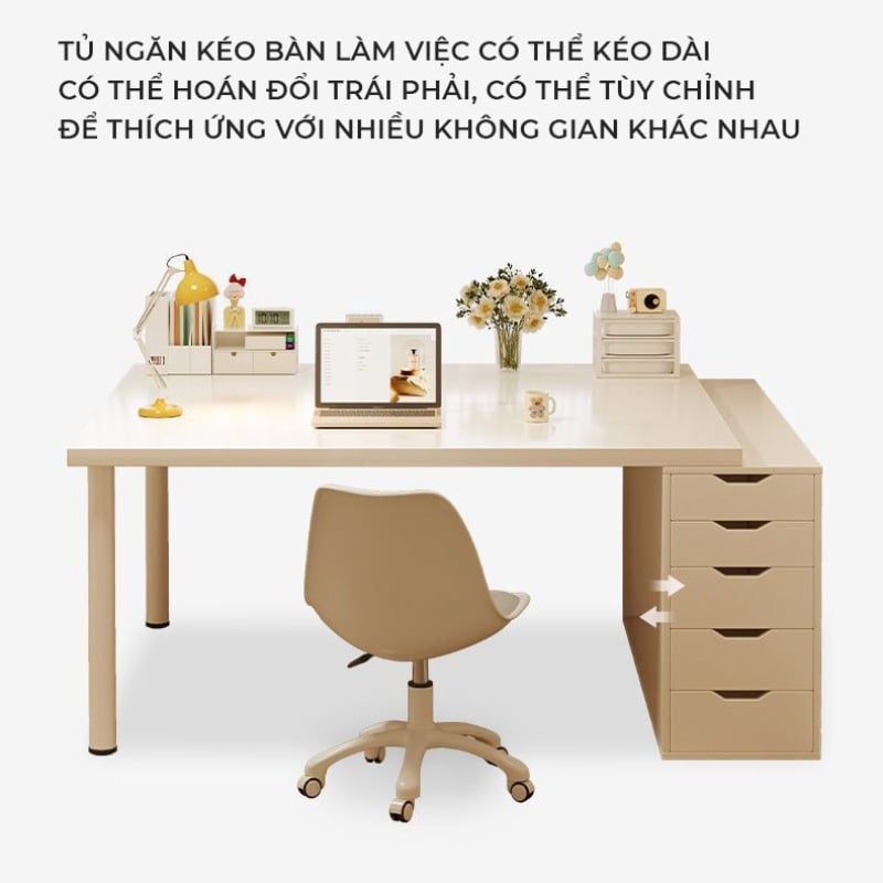 Bàn làm việc chân sắt tròn kèm tủ đựng đồ - GM123