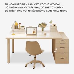 Bàn làm việc chân sắt tròn kèm tủ đựng đồ - GM123
