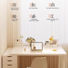 Bàn làm việc chân sắt tròn kèm tủ đựng đồ - GM123