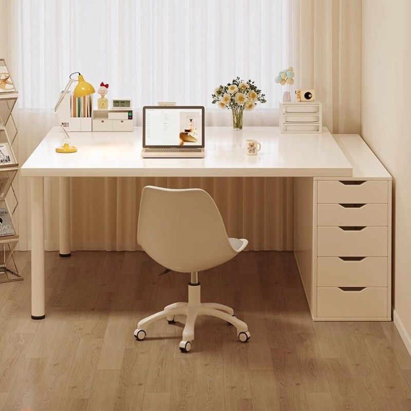 Bàn làm việc chân sắt tròn kèm tủ đựng đồ - GM123