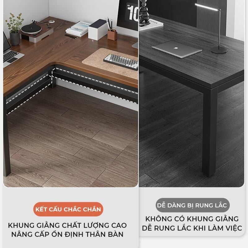 Bàn Làm Việc, Bàn Gaming Chữ L Khung Thép Mặt Gỗ  - GM126