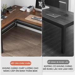 Bàn Làm Việc, Bàn Gaming Chữ L Khung Thép Mặt Gỗ  - GM126