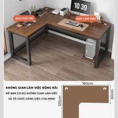 Bàn Làm Việc, Bàn Gaming Chữ L Khung Thép Mặt Gỗ  - GM126