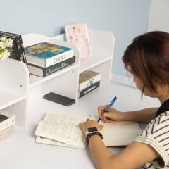 Bàn học sinh kèm giá để sách full trắng GM144