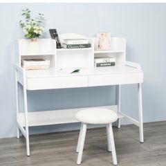 Bàn học sinh kèm giá để sách full trắng GM144