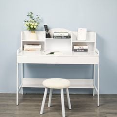 Bàn học sinh kèm giá để sách full trắng GM144