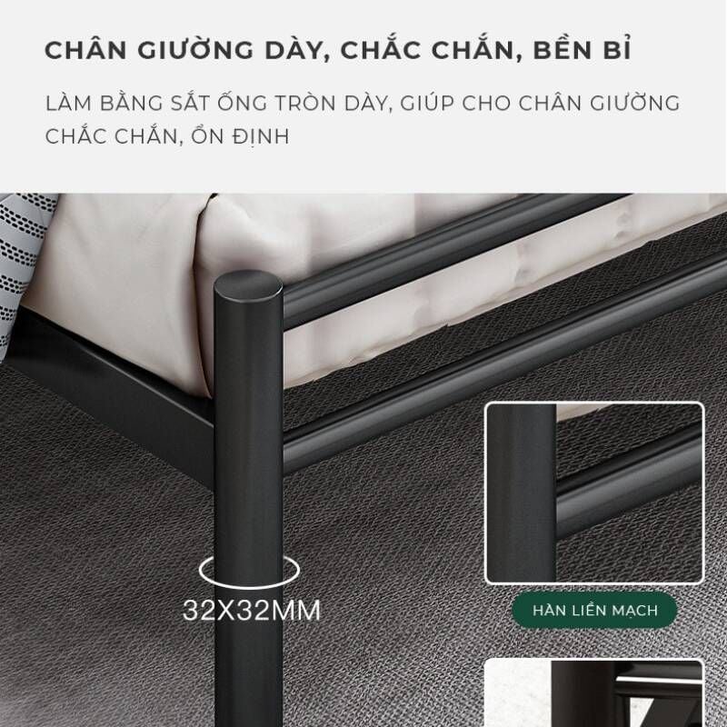 Giường sắt khung đen 10 chân hiện đại - GM158