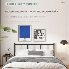 Giường sắt khung đen 10 chân hiện đại - GM158