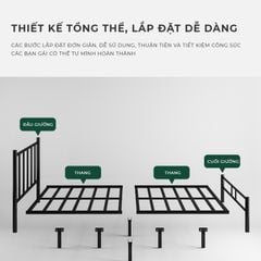 Giường sắt khung đen 10 chân hiện đại - GM158