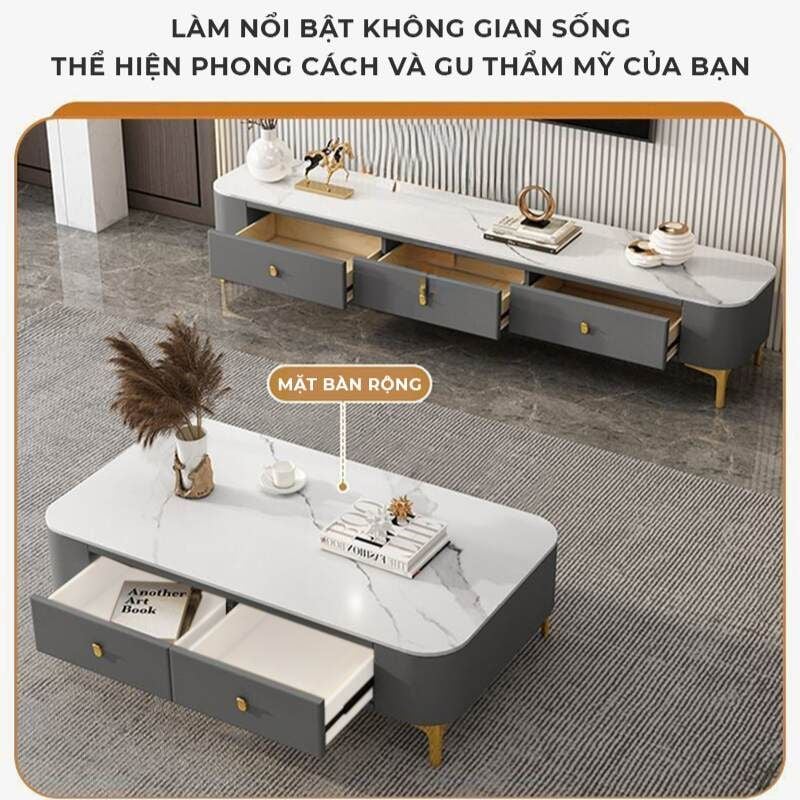 Bàn trà TC vân đá cao cấp, hiện đại - GM168A