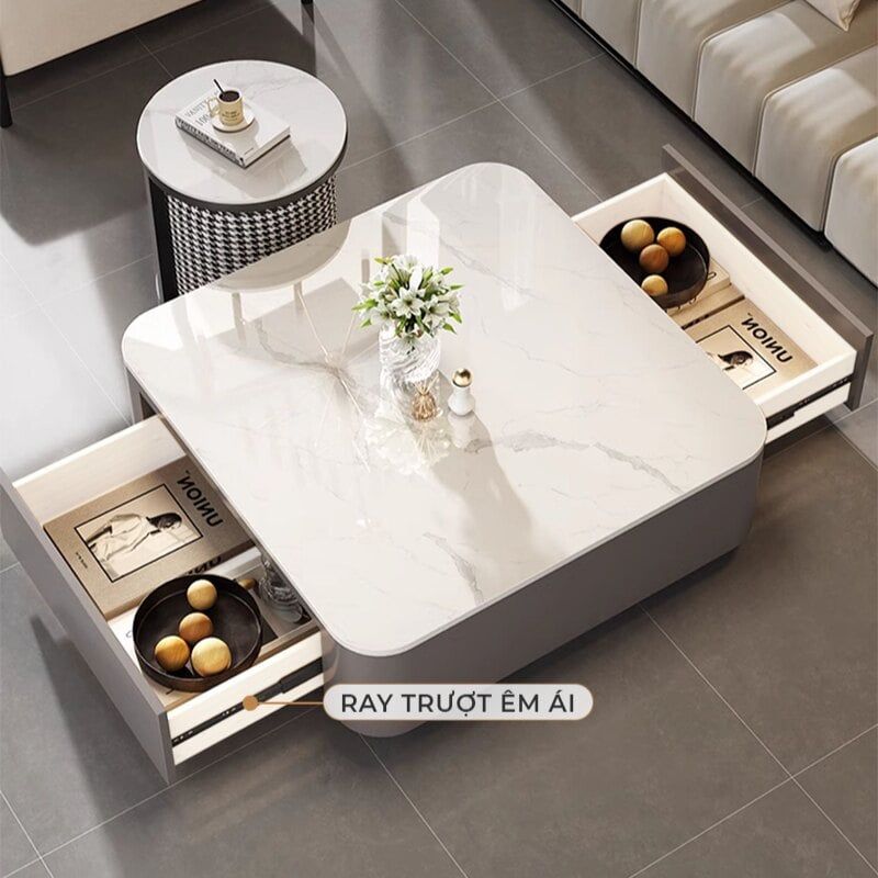 Bàn trà sofa TC xám vân đá sang trọng, đẳng cấp - GM169.04