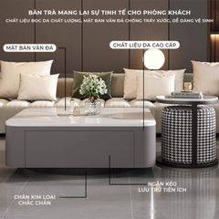Bàn trà sofa TC xám vân đá sang trọng, đẳng cấp - GM169.04