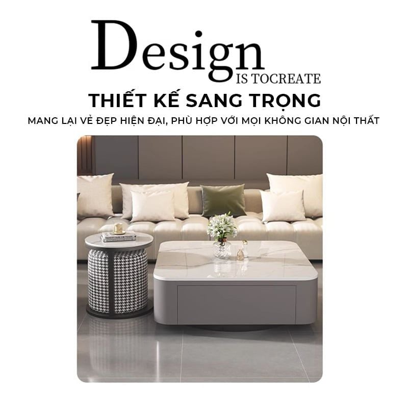 Bàn trà sofa TC xám vân đá sang trọng, đẳng cấp - GM169.04