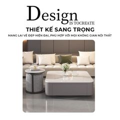 Bàn trà sofa TC xám vân đá sang trọng, đẳng cấp - GM169.04
