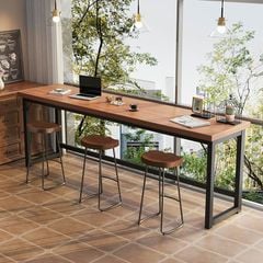 Bàn làm việc dài khung đen vân gỗ óc chó - GM205