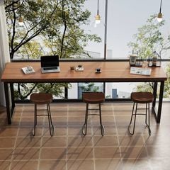 Bàn làm việc dài khung đen vân gỗ óc chó - GM205
