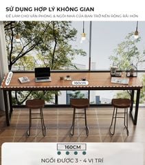 Bàn làm việc dài khung đen vân gỗ óc chó - GM205