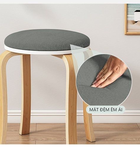 Ghế đôn gỗ chân cong GN61