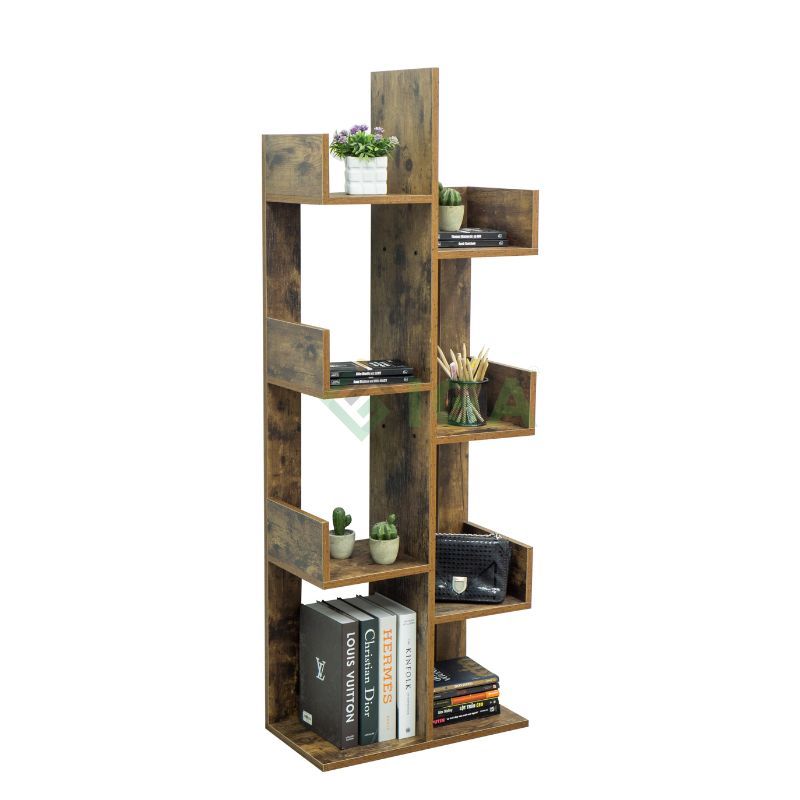 Kệ sách hình cây 8 ngăn gỗ cháy - GP198