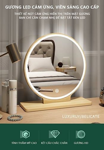 Gương Để Bàn Đèn Led Cảm Ứng GP214