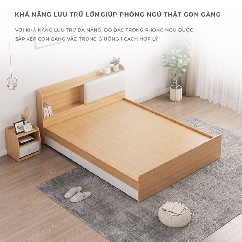 Giường ngủ kèm ngăn kéo đảo 2 bên - GP248