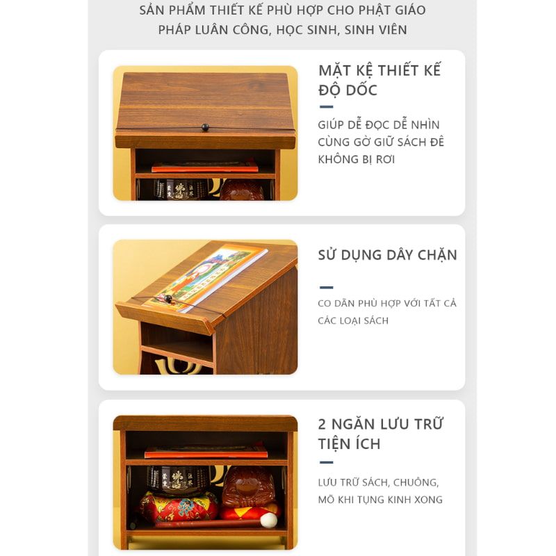 Bàn tụng kinh màu óc chó chắc chắn, bền bỉ - GP270.06