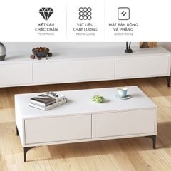 Bàn trà chữ nhật có ngăn kéo trắng - GP319