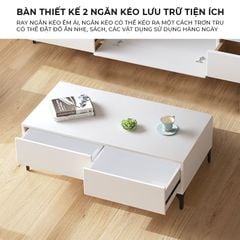 Bàn trà chữ nhật có ngăn kéo trắng - GP319