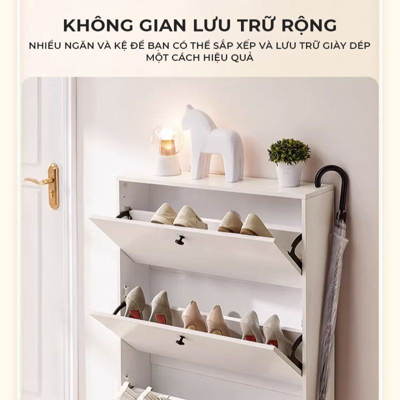 Tủ giày 3 cánh lật full trắng - GP321